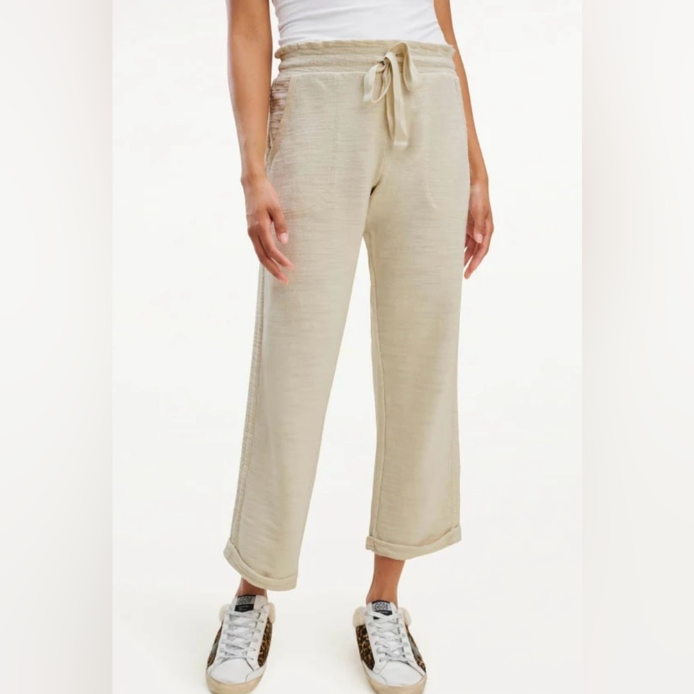 Splendid Light Beige Cropped Drawstring Pants